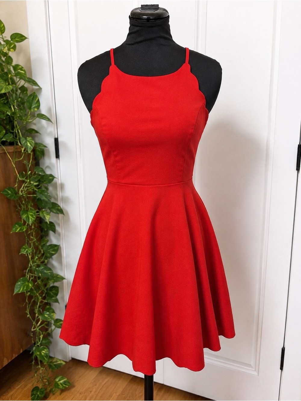 Lulu's Red Spaghetti-Strap Fit & Flare Mini Dress